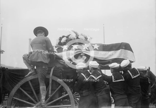 Vera Cruz dead, putting casket on caisson, 1914. Creator: Bain News Service.