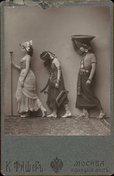 Vera Karalli, Sofia Fedorova and Alexey Kozlov in the ballet "The Pharaoh's Daughter"... 1905-1906. Creator: Karl August Fischer