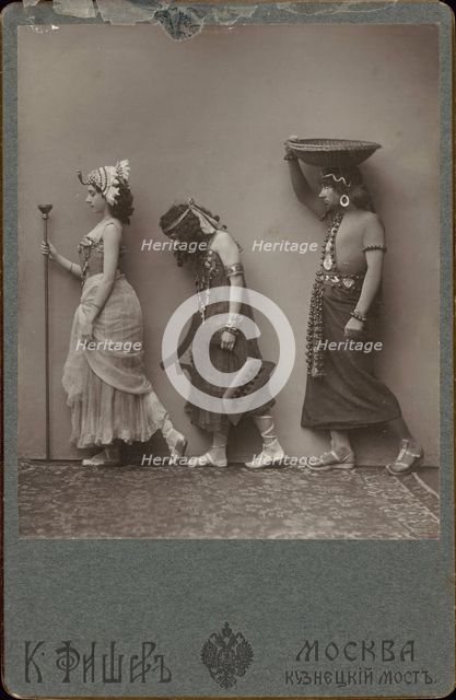 Vera Karalli, Sofia Fedorova and Alexey Kozlov in the ballet "The Pharaoh's Daughter"... 1905-1906. Creator: Karl August Fischer.
