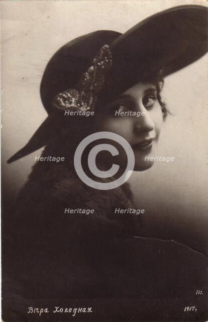 Vera Kholodnaya, Russian silent film actress, 1917.  Artist: Sakharov & Orlov