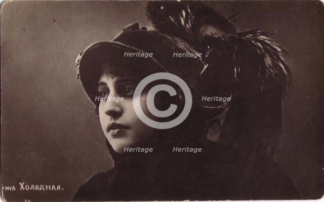 Vera Kholodnaya, Russian silent film actress, 1910s.  Artist: Sakharov & Orlov