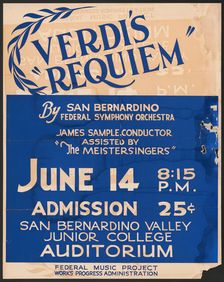 Verdi's Requiem, [193-]. Creator: Unknown