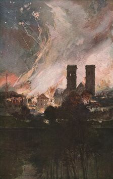 Verdun; Bombardement de Verdun avec des obus incendiaires (nuit du 25 au 26 mars 1916) (1924) Creator: Francois Flameng