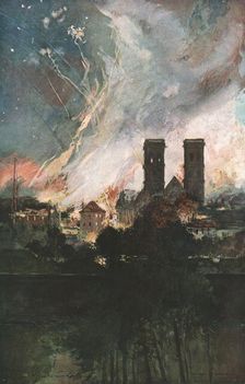 Verdun; Bombardement de Verdun avec des obus incendiaires (nuit du 25 au 26 mars 1916) 1916. Creator: Francois Flameng