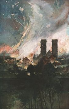 Verdun; Bombardement de Verdun avec des obus incendiaires (nuit du 25 au 26 mars 1916) 1916. Creator: Francois Flameng