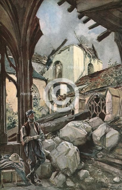 ''Verdun; Le Cloitre et la Cathedrale', 1916 (1924) Creator: Francois Flameng.