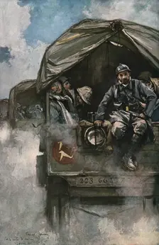 Verdun; Sur la route de Verdun: la releve 1916. Creator: Francois Flameng