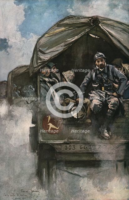 'Verdun; Sur la route de Verdun: la releve', 1916. Creator: Francois Flameng.