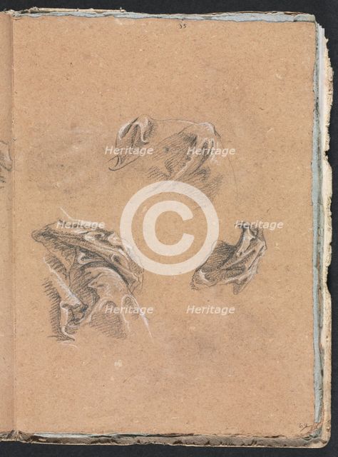 Verona Sketchbook: Drapery studies (page 69), 1760. Creator: Francesco Lorenzi (Italian, 1723-1787).