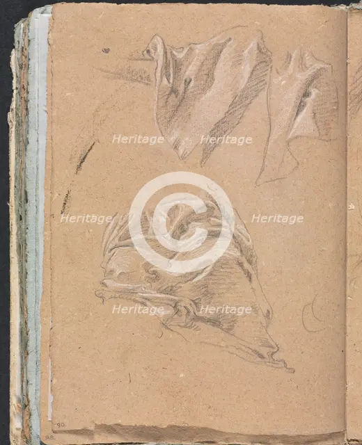 Verona Sketchbook: Drapery studies (page 90), 1760. Creator: Francesco Lorenzi (Italian, 1723-1787).