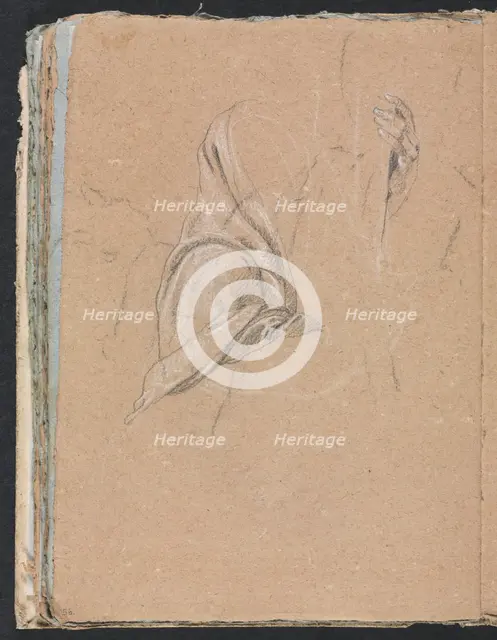 Verona Sketchbook: Drapery study with left hand (page 56), 1760. Creator: Francesco Lorenzi (Italian, 1723-1787).