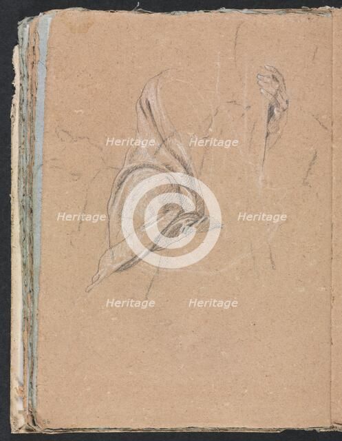 Verona Sketchbook: Drapery study with left hand (page 56), 1760. Creator: Francesco Lorenzi (Italian, 1723-1787).
