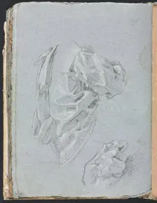 Verona Sketchbook: Drapery study with left hand (page 86), 1760. Creator: Francesco Lorenzi (Italian, 1723-1787)