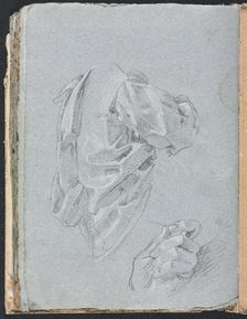 Verona Sketchbook: Drapery study with left hand (page 86), 1760. Creator: Francesco Lorenzi (Italian, 1723-1787)