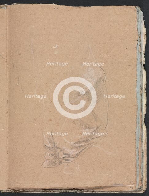 Verona Sketchbook: Drapery study (page 57), 1760. Creator: Francesco Lorenzi (Italian, 1723-1787).