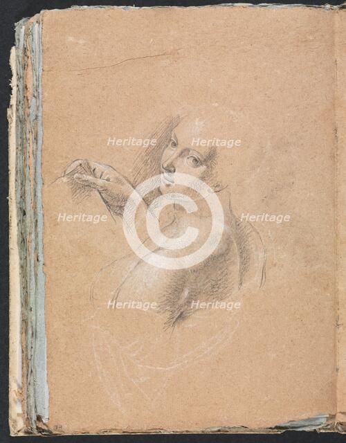 Verona Sketchbook: Female nude looking over left shoulder (page 74), 1760. Creator: Francesco Lorenzi (Italian, 1723-1787).