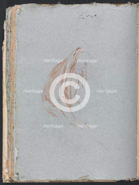 Verona Sketchbook: Female figure with cloak (page 40), 1760. Creator: Francesco Lorenzi (Italian, 1723-1787).