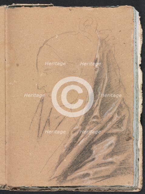 Verona Sketchbook: Female head with drapery (page 81), 1760. Creator: Francesco Lorenzi (Italian, 1723-1787).