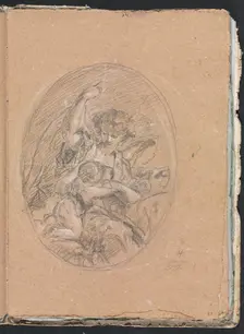 Verona Sketchbook: Figure with child in roundel (page 67), 1760. Creator: Francesco Lorenzi (Italian, 1723-1787)