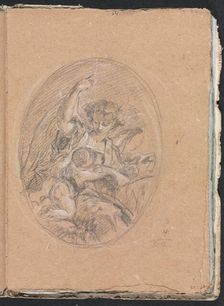 Verona Sketchbook: Figure with child in roundel (page 67), 1760. Creator: Francesco Lorenzi (Italian, 1723-1787)