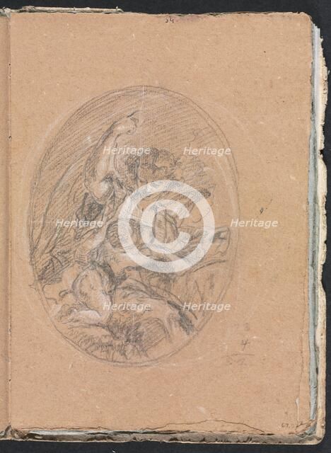 Verona Sketchbook: Figure with child in roundel (page 67), 1760. Creator: Francesco Lorenzi (Italian, 1723-1787).