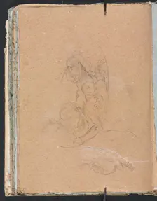 Verona Sketchbook: Figures in a roundel with study of a hand (page 70), 1760. Creator: Francesco Lorenzi (Italian, 1723-1787)