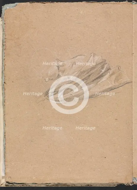 Verona Sketchbook: Head and shoulder with drapery (page 14), 1760. Creator: Francesco Lorenzi (Italian, 1723-1787).