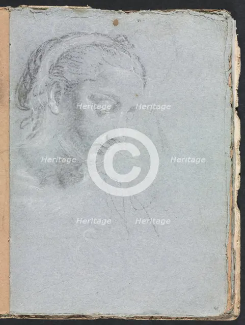 Verona Sketchbook: Head and shoulders of a woman (page 61), 1760. Creator: Francesco Lorenzi (Italian, 1723-1787).