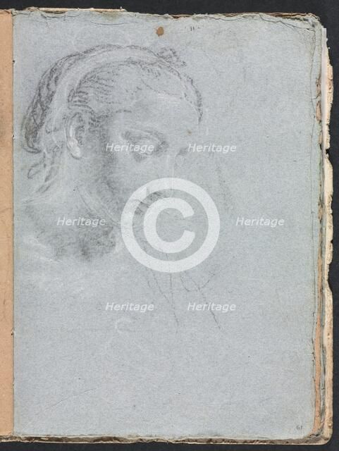 Verona Sketchbook: Head and shoulders of a woman (page 61), 1760. Creator: Francesco Lorenzi (Italian, 1723-1787).