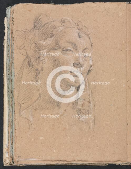 Verona Sketchbook: Head of a woman (page 58), 1760. Creator: Francesco Lorenzi (Italian, 1723-1787).