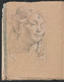 Verona Sketchbook: Head of a woman (page 58), 1760. Creator: Francesco Lorenzi (Italian, 1723-1787)