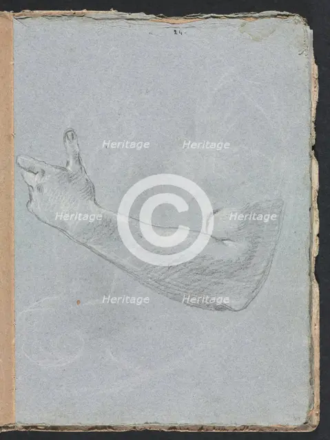 Verona Sketchbook: Left arm and hand (page 47), 1760. Creator: Francesco Lorenzi (Italian, 1723-1787).