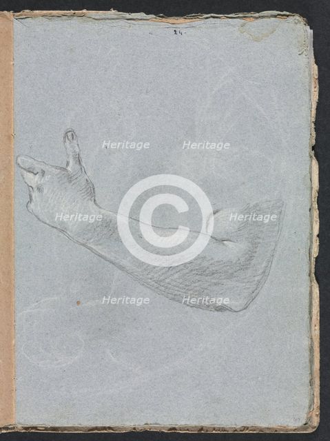 Verona Sketchbook: Left arm and hand (page 47), 1760. Creator: Francesco Lorenzi (Italian, 1723-1787).