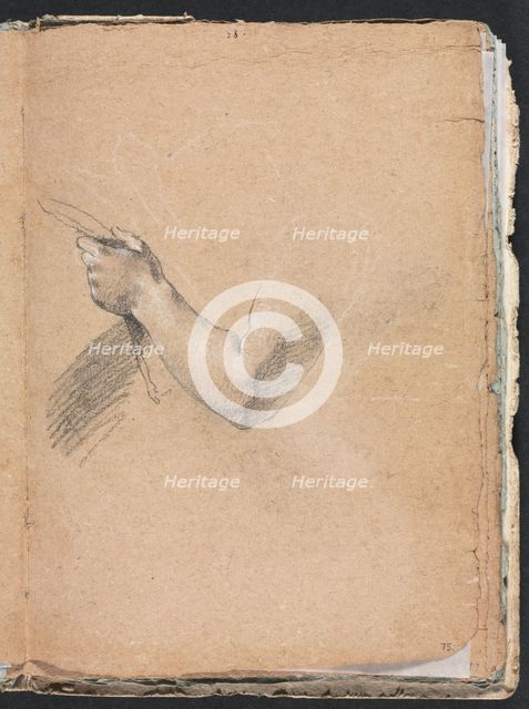Verona Sketchbook: Left arm and hand (page 75), 1760. Creator: Francesco Lorenzi (Italian, 1723-1787).
