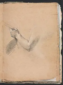 Verona Sketchbook: Left arm and hand (page 75), 1760. Creator: Francesco Lorenzi (Italian, 1723-1787)