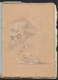 Verona Sketchbook: Monk in profile with drapery (page 87), 1760. Creator: Francesco Lorenzi (Italian, 1723-1787)