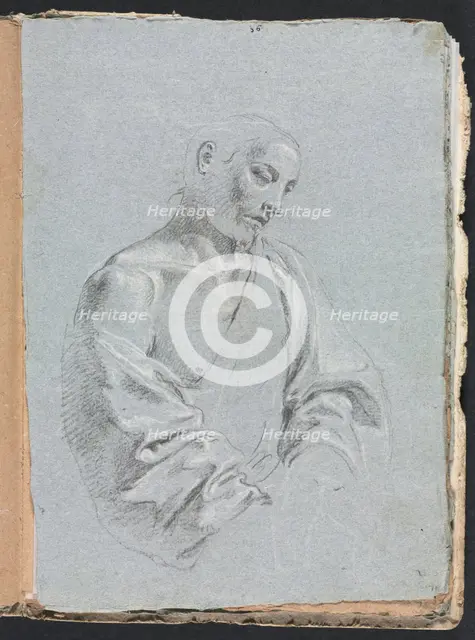 Verona Sketchbook: Male figure with drapery (page 71), 1760. Creator: Francesco Lorenzi (Italian, 1723-1787).