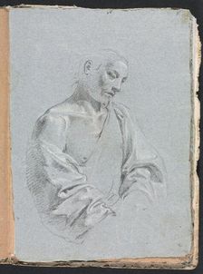 Verona Sketchbook: Male figure with drapery (page 71), 1760. Creator: Francesco Lorenzi (Italian, 1723-1787)