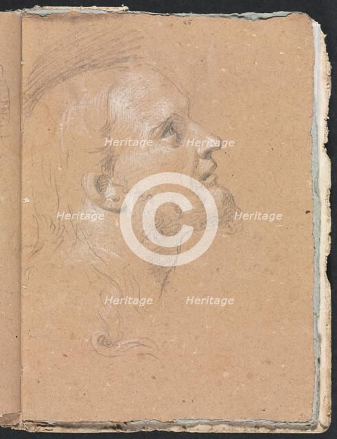 Verona Sketchbook: Male head in profile (page 91) , 1760. Creator: Francesco Lorenzi (Italian, 1723-1787).