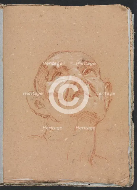 Verona Sketchbook: Male head (page 31), 1760. Creator: Francesco Lorenzi (Italian, 1723-1787).