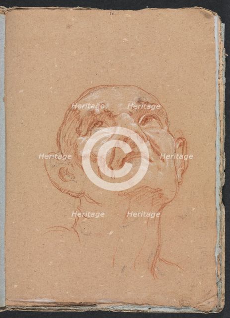 Verona Sketchbook: Male head (page 31), 1760. Creator: Francesco Lorenzi (Italian, 1723-1787).