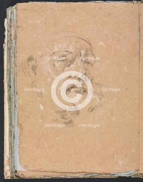 Verona Sketchbook: Male head (page 76), 1760. Creator: Francesco Lorenzi (Italian, 1723-1787).