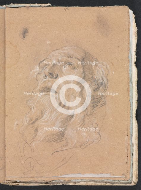 Verona Sketchbook: Male head (page 89), 1760. Creator: Francesco Lorenzi (Italian, 1723-1787).
