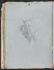 Verona Sketchbook: Male nude head and shoulders from behind (page 62), 1760. Creator: Francesco Lorenzi (Italian, 1723-1787)