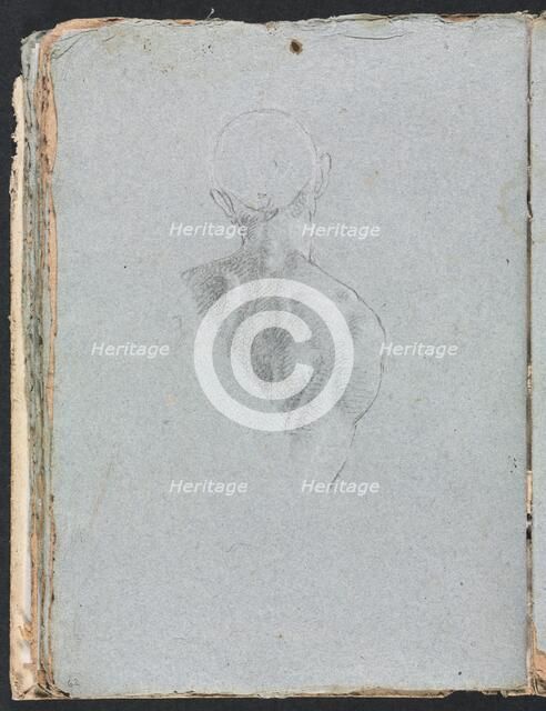 Verona Sketchbook: Male nude head and shoulders from behind (page 62), 1760. Creator: Francesco Lorenzi (Italian, 1723-1787).