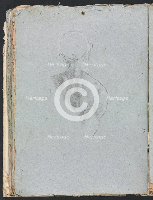 Verona Sketchbook: Male nude head and shoulders from behind (page 62), 1760. Creator: Francesco Lorenzi (Italian, 1723-1787).
