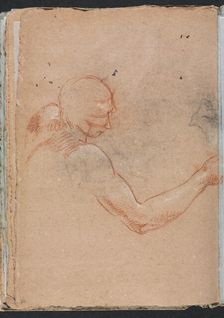 Verona Sketchbook: Nude with head and right arm (page 36), 1760. Creator: Francesco Lorenzi (Italian, 1723-1787)