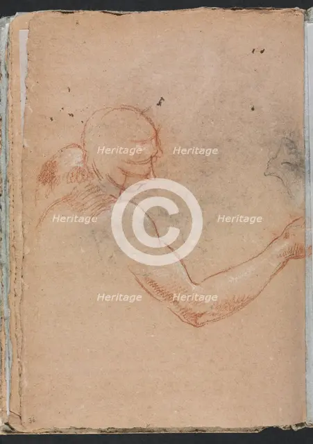 Verona Sketchbook: Nude with head and right arm (page 36), 1760. Creator: Francesco Lorenzi (Italian, 1723-1787).