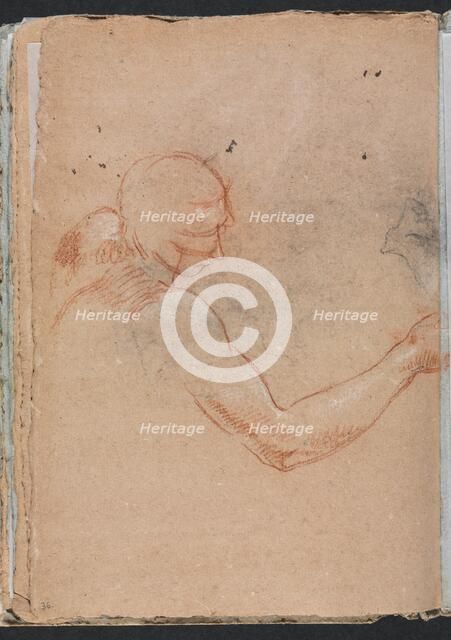 Verona Sketchbook: Nude with head and right arm (page 36), 1760. Creator: Francesco Lorenzi (Italian, 1723-1787).