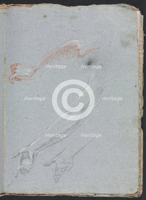 Verona Sketchbook: Study of hands and arms (page 29), 1760. Creator: Francesco Lorenzi (Italian, 1723-1787).